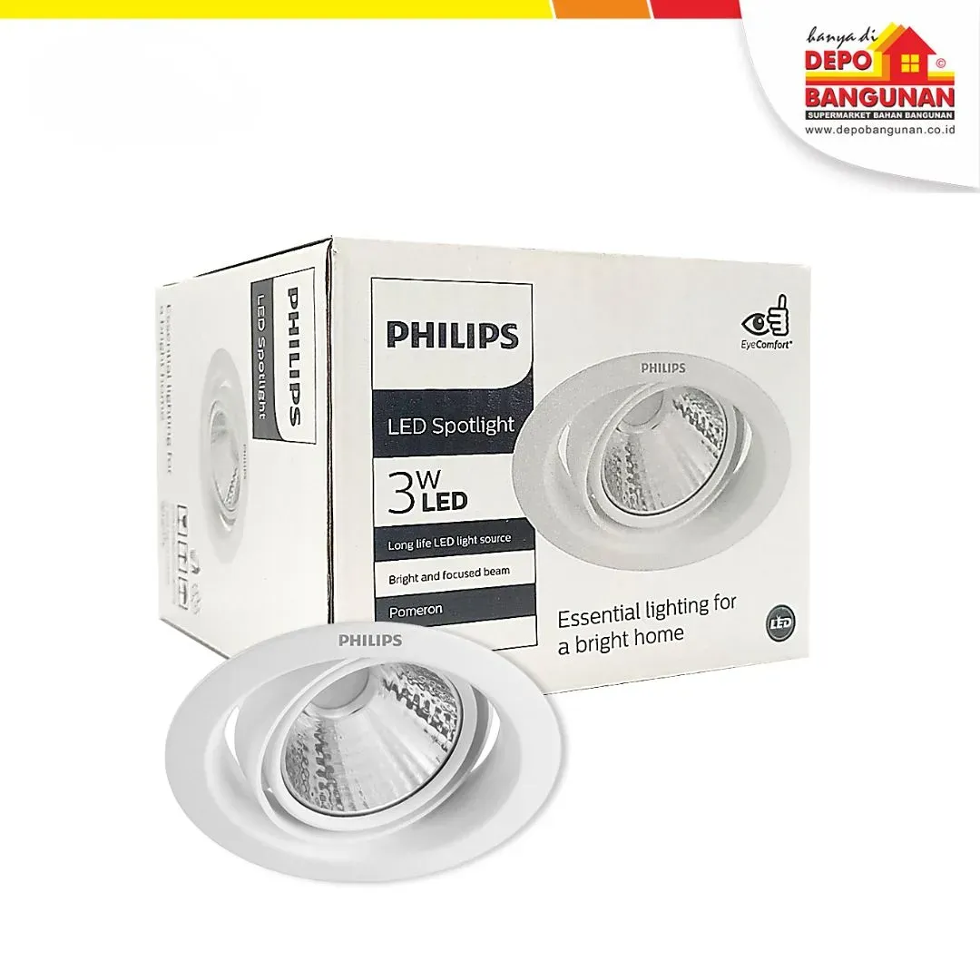 Lampu Sorot Philips LED Spot Recessed 59774 Pomeron 3W D90 RD