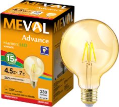 Meval AF6-G5C Filament Vintage LED Bulb 4.5W ST64 Dimmable 2700K, Kuni